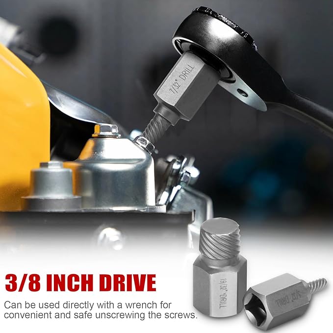 27-Piece Screw Extractor Set, 3/8" Inch Drive Easy Out Bolt Extractor kit Multi-Spline Hex Head for Removing Broken Studs Bolts Socket Screws
