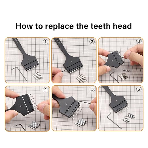 WUTA Removable Leather Hole Punch,Versatile Leather Stitching Punch,Leather Hole Punch Tool Set,Leather Stitch Punch for Leather Stitching Punch Craft DIY（12 x Hexagon Head 1.8mm）