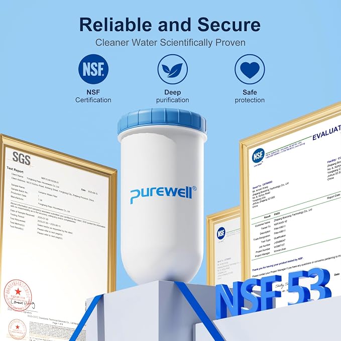 Purewell 0 TDS 7-Stage Water Filter Replacement for Zero Pitcher, SF series system, 200Gal Long-Lasting, NSF 53 Certified to Reduce TDS, Total PFAS, Mercury& Heavy Metals, Chlorine (2 Pack)