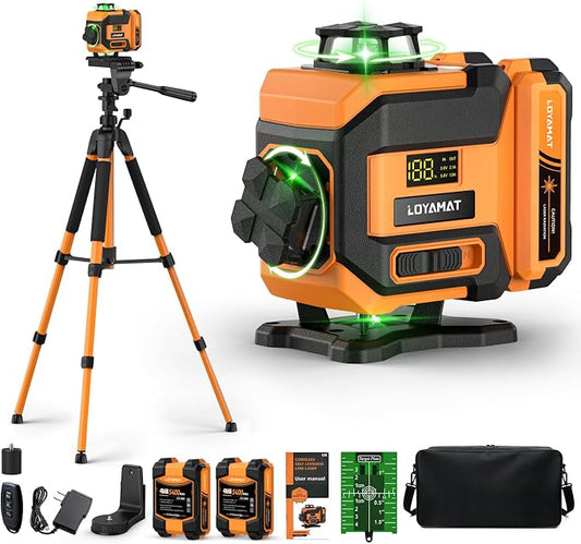 Laser Level, 4x360° Self Leveling Laser Level with Tripod, 16 Line Green Cross Line Laser Leveler Tool for Construction, Tiling, Woodworking