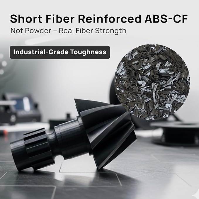 Siraya Tech Fibreheart ABS-CF 3D Printer Filament - Chopped Carbon Fiber Reinforced ABS 3D Printing Material - Strong, Heat Resistant, Precise - 1.75mm, 1KG Black