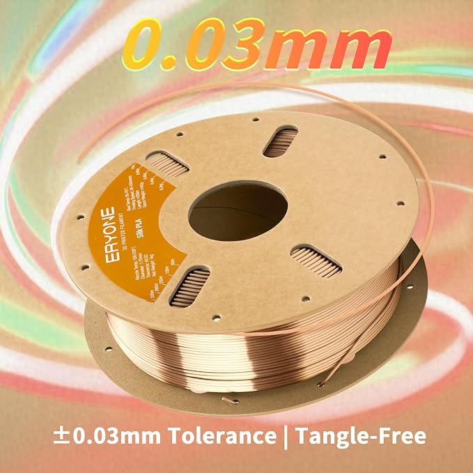 ERYONE Silk PLA Filament for 3D Printer 1.75mm +/- 0.03mm, Shiny Filament 1kg (2.1lbs)/Spool, Desert Titanium