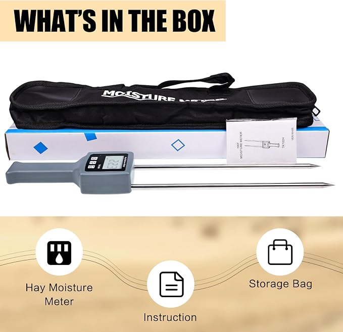 TK100H Hay Moisture Meter for Cereal Straw, Forage Grass, Alfalfa, Leymus, Range 0-80%