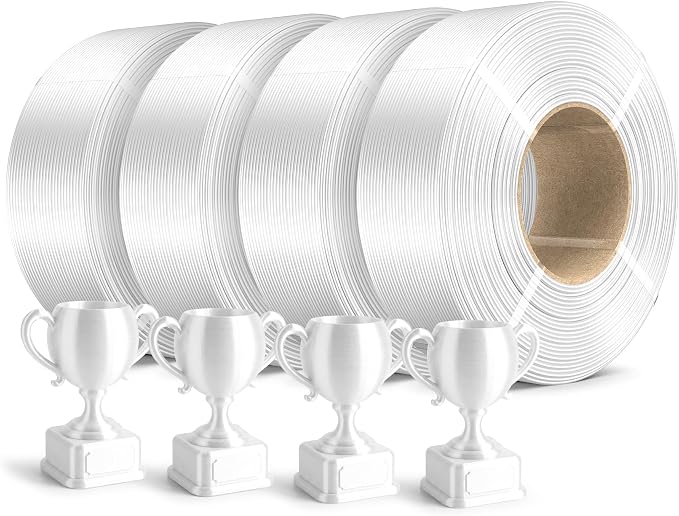 SUNLU Silk PLA Plus Filament Refill 1.75mm, 4KG,1KG/Roll, White*4 | Smooth Silky Surface, Silk Filament Bundle, No Spool, Compatible with Bambu Lab 3D Printers