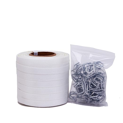 Packaging Strapping Woven Cord Strapping Kit - 2500 lbs Break Strength - Includes 3/4"" x 330' Woven Cord Strapping Roll and 50 Pack Metal Strapping Wire Buckles