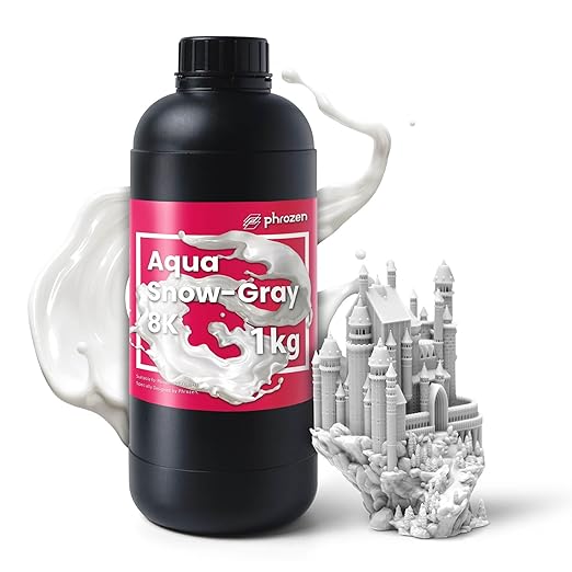 phrozen 3D Printer Rapid Resin [Aqua Snow-Gray 8K], 405nm LCD UV-Curing Standard Photopolymer Resin for Highly Detailed Models, Low Odor Not smelly Non-Brittle, Works Best with 8K 3D LCD Printer (1KG)