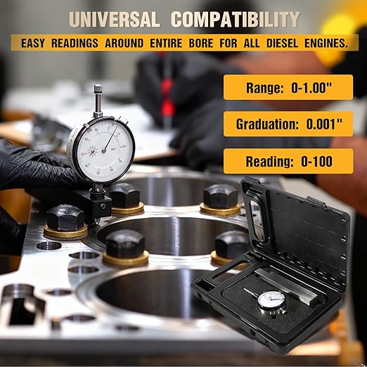 6434 Sleeve Height and Counter Bore Gauge for All Diesel Engines, Cylinder Bore Gauge Range: 0-1.00", Graduation: 0.001", Reading: 0-100