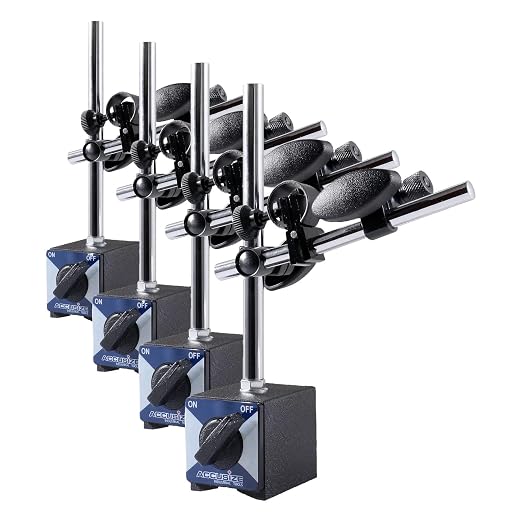 Accusize Magnetic Base, 110 lb Pull, Fine Adjustment (Pack of 4) | On/Off Switch, V-Groove Bottom, M8 x 1.25 mm Tapped Hole, 2.28" x 1.96" x 2.16", VMP_P900-S301FBA_4_PK