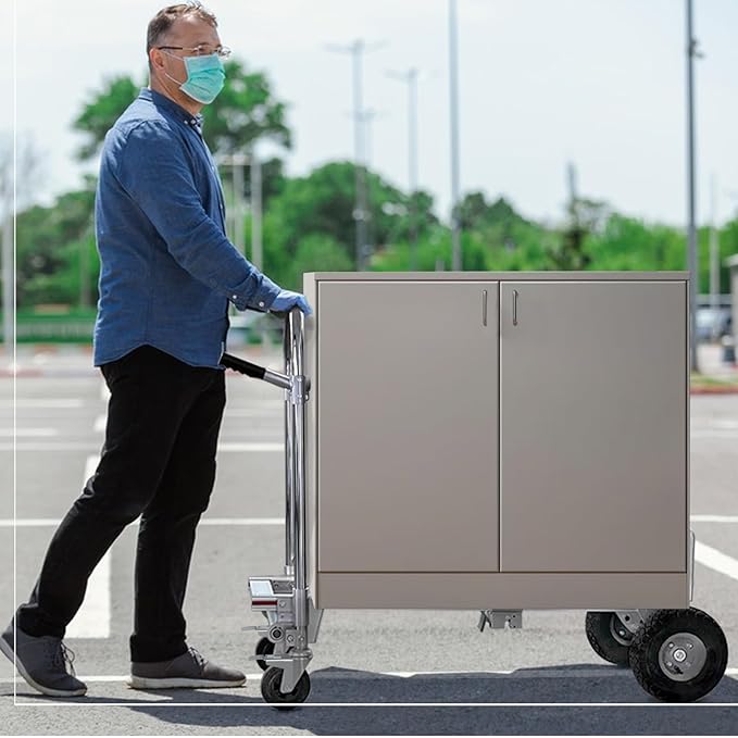Silver Convertible Hand Truck Dolly Cart with Wheels Heavy Duty, 1000 Lbs Capacity, 2 Straps for Moving Furniture/Appliance/Carton/Warehouse/Office/Easy to Follow Video to Install