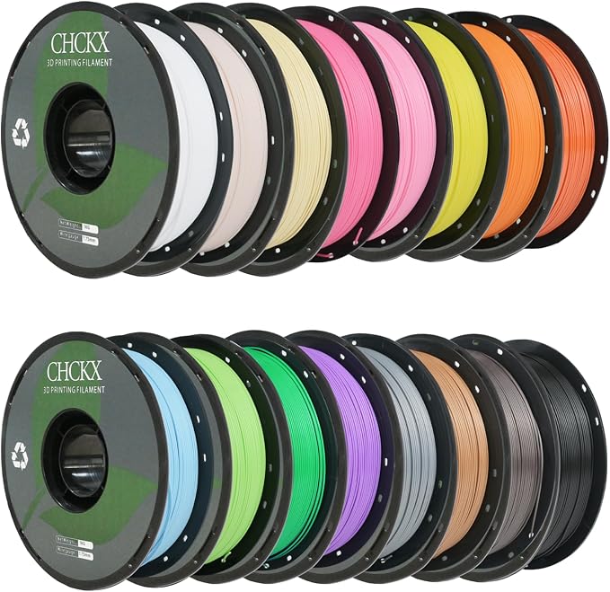 16KG PLA 3D Printer Filament Bundle 1.75mm,White+Pink+Pumpkin Yellow+Light Yellow+Orange+Peach+ice Cream+Lemon Green+Christmas Green+ice Blue+Purple + Brown+Coffee+Black+Silver+Skin