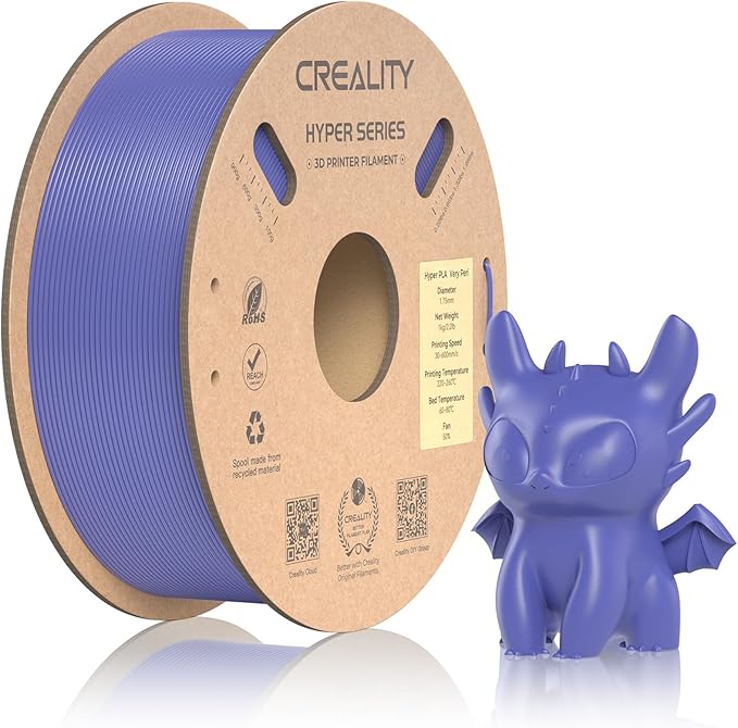 Official Creality Hyper PLA Filament 1.75mm, High Speed PLA 30-600mm/s Rapid 3D Printer Filament, Dimensional Accuracy +/-0.02mm, Fit Most FDM 3D Printers, 1KG(2.2lbs) Spool Very Peri