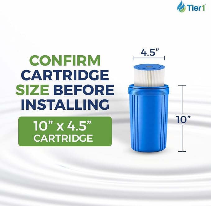 Tier1 20 Micron 10 x 4.5 Water Filter | Resin Impregnated Pleated Cellulose Whole House Sediment Filter Cartridge | Replacement for Pentek S1-BB, W20CLHD | 4.5 x 10 Home Water Filter (3-Pack)