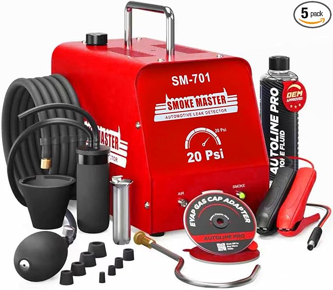 AutoLine Pro *2025 New Model* Automotive High Volume Smoke Machine - EVAP Leak Detector with Built-in Air Compressor - Model 701B – EVAP Vacuum Exhaust Smoke Detector Tools Kit - Red