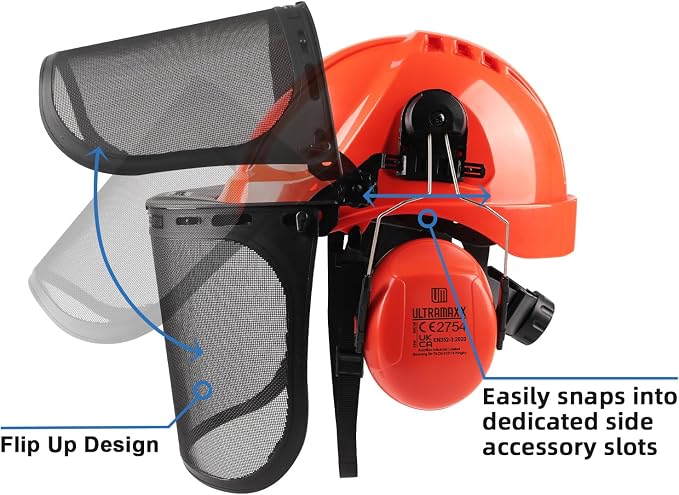 UM ULTRAMAXX Full Face Shield Eye & Head Protection, Hard Hat Replacement Mesh Face Shield Attachment, Adapter for Hard Hat and Safety Helmets (Mesh Face Shield)