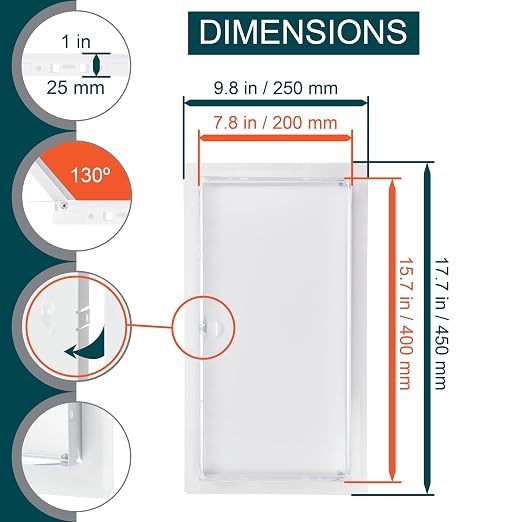 8" x 16" White Metal Access Panel - Wall Access Panel for Drywall - Hidden Wire Cover for Wall Covering Panels - Plumbing, Electricity, Heating Alarm, Bathroom, Dry Wall Hole Cover