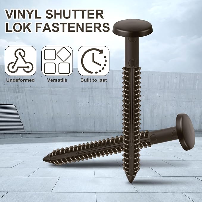 Blulu 18 Pcs 3 Inch Vinyl Shutter Fastener Window Panel Peg Lok Pin Pegs Screws Shutter Spikes Anchor (Ochre Brown)