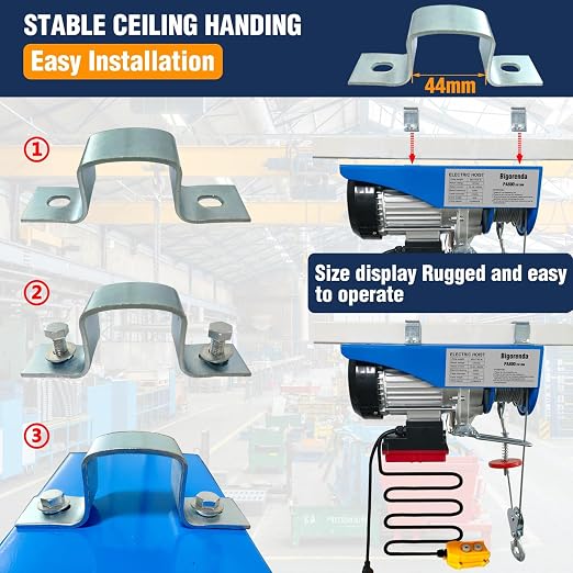Electric Hoist 2 in 1,Electric Hoist 1760lbs, Bigorenda 110v Electric Hoist Winch with 328ft Wireless Control & Wired Remote Control, 65.6ft Lifting Garage Lift Hoist,for Factories, Warehouses, Attic