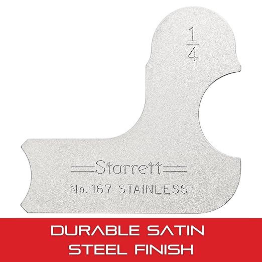 Starrett Individual Radius Gage for Both Convex and Concave Radii - Ideal for Carpenters and Constructions - Stainless Steel, 1/4" Radius Gage, Inch Reading - 167-1/4