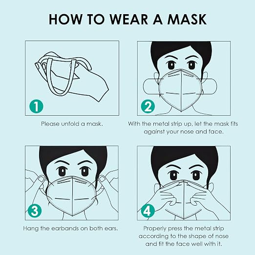LEMENT KN95 Face Masks,100 Pack Breathable Cup Dust Disposable Masks For Adults,Blue