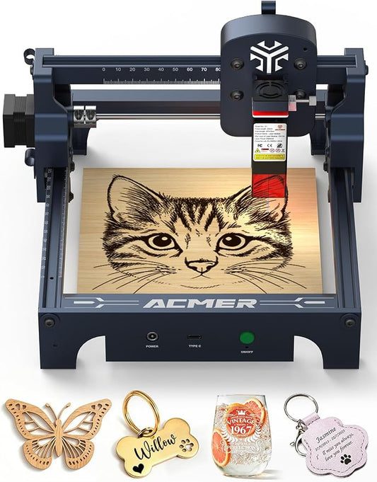 ACMER S1 2500mW Laser Engraver, Portable Cutter & Engraving Machine for Beginners,130×130mm Working Area,0.06mm Laser Spot,Creative DIY,Education STEM,Customized Business with Wood,Metal