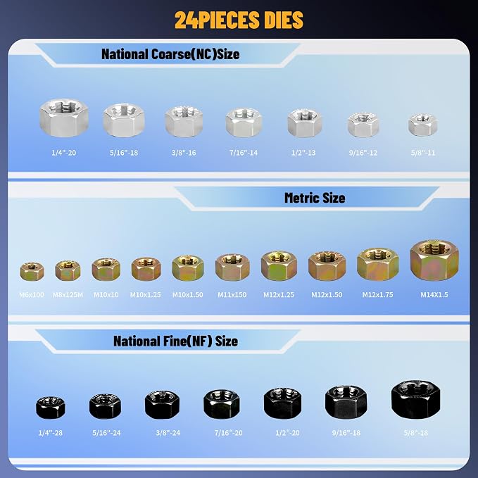 49PCS Thread Chaser Set, Thread Repair Thread Chaser Kit Metric SAE Bolt Restorer File Nut Rethreader Automotive Wheel Stud Spark Plug Engine Bolt Holeson Standard Screw Threading UNC UNF