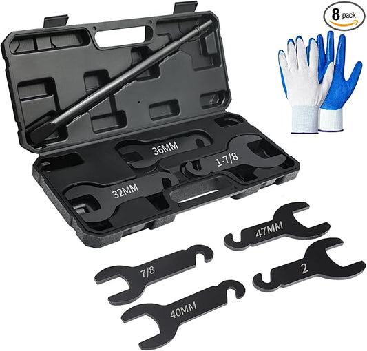 Pneumatic Fan Clutch Wrench Kit – 8PCS Pneumatic Fan Clutch Wrench, Compatible with Ford, GM, Chrysler, Jeep – Durable Steel with Storage Case, Includes Gloves