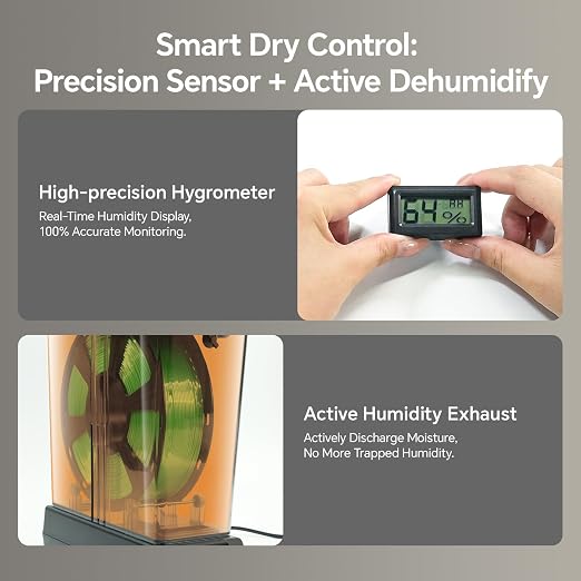 Filament Dryer, 360° Heating Filament Dry Box with Accurate Humidity Monitor, Dust Moisture Proof & Smooth Wire Feeding, Active Heating Dehumidification Touch Screen, Compatible with PLA PETG ABS TPU