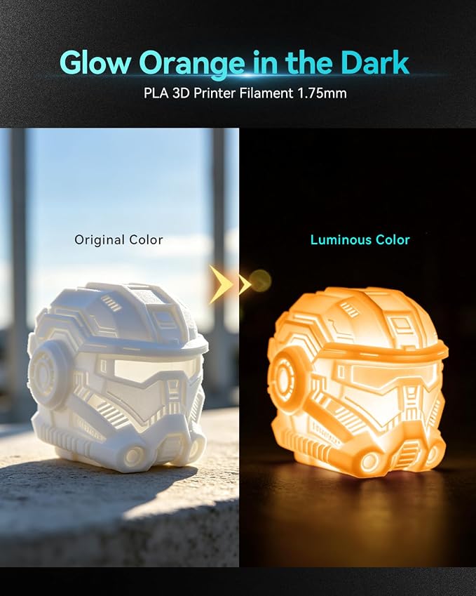 SUNLU Glow in the Dark PLA Filament 1.75mm, Luminous PLA 3D Printer Filament, Long-Lasting Brightness & High Toughness, 1kg Spool (2.2lbs), Fits Most FDM Printers, White PLA, Glow Green