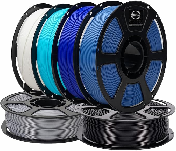 PLA Plus1.75mm 6KG Bundles Blue Series PLA+ 3D Printer Filament | 6 x 1kg Bundles: Royal Blue+Black+Navyblue+Iceblue+White+Silvergray ;neatly wound,tangle-free for most FDM printers
