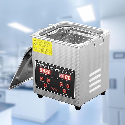 VEVOR Sonic Cleaner with Digital Timer & Heater, Professional Ultra Sonic Parts Cleaner, Stainless Steel Heated Cleaning Machine for Glasses Watch Rings Jewelry Circuit Board (2L)