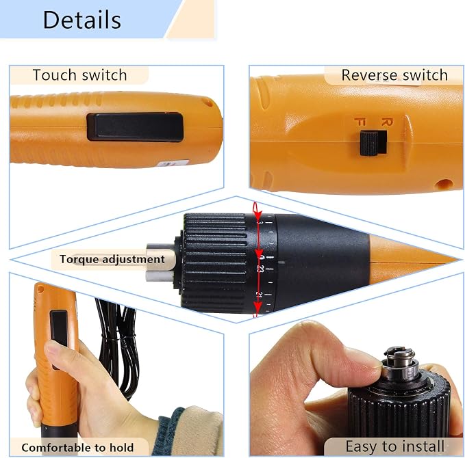 MXBAOHENG Electric Screwdriver Sets Torque Adjustable Drill Tool Applicable Batch Head 4mm 110-220V (100)