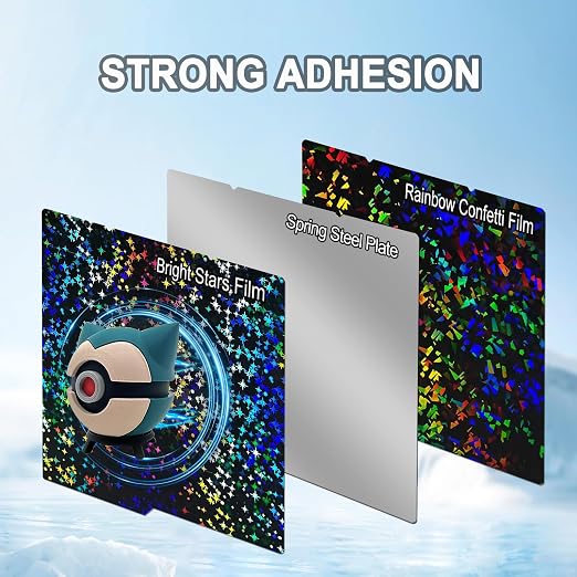 264X276mm PEF+PEY Holographic Build Plate for Kobra 4/Kobra S1/Kobra X, Rainbow Confetti PEF+Galaxy PEY Platform Spring Steel Flexible Platform Heated Bed