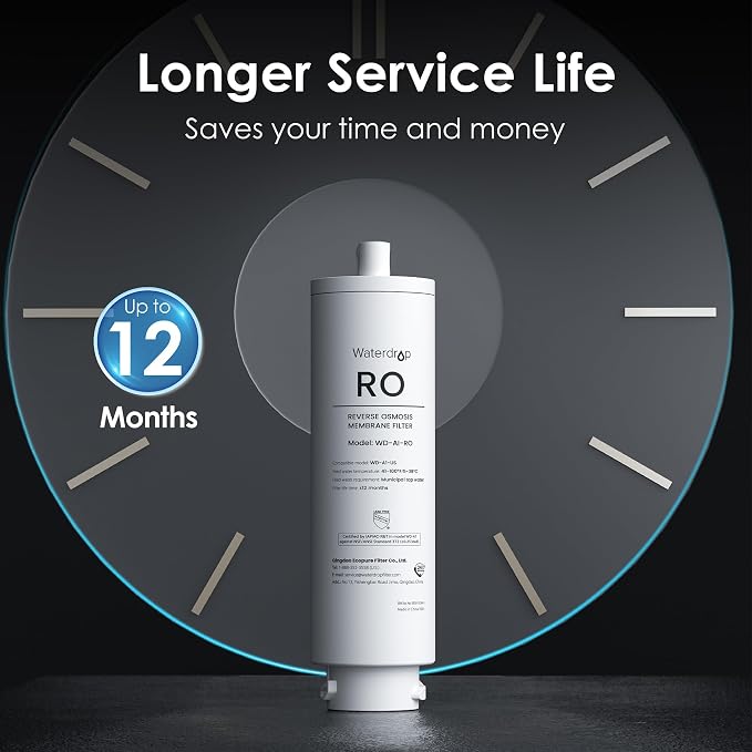 Waterdrop A1-RO Filter, Replacement for Waterdrop A1 Reverse Osmosis Hot Cold water Dispenser, 12-month Lifetime | Countertop Reverse Osmosis Filter, Enhanced Filtration, Long Filter Lifespan, Easy and Quick Filter Replacement