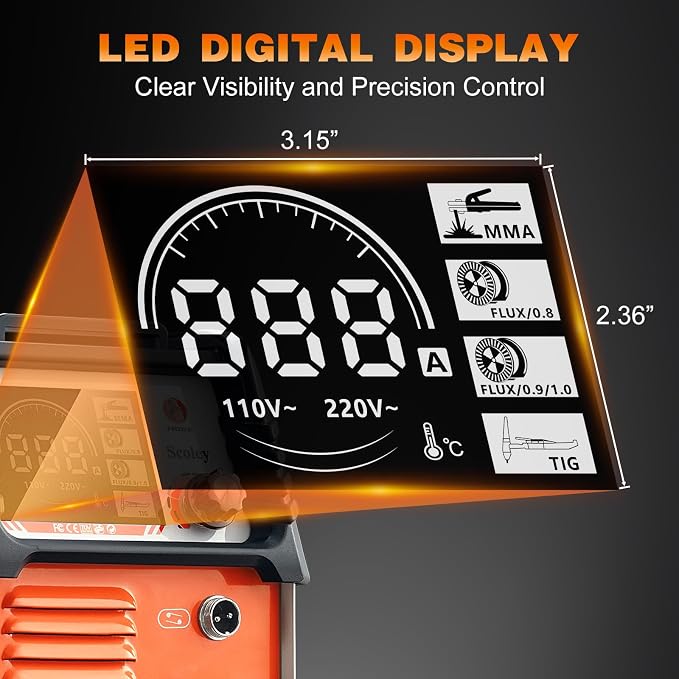 130A MIG Welder 110V, Flux Core Welder with Digital Display, 3-in-1 Gasless MIG/Lift TIG/Stick Welding Machine, IGBT Inverter Portable Mini Welder for Home DIY, with Gloves & Mask
