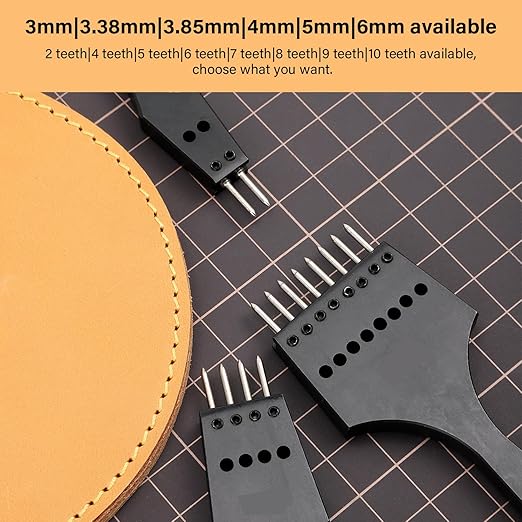 WUTA Leather Stitching Punch, 3nd Removable Round Hole Pricking Irons, Professional Working Hole Punch Tool Set for DIY Leather Craft（4mm- 2+8 Hole & 5mm- 2+7 Hole）