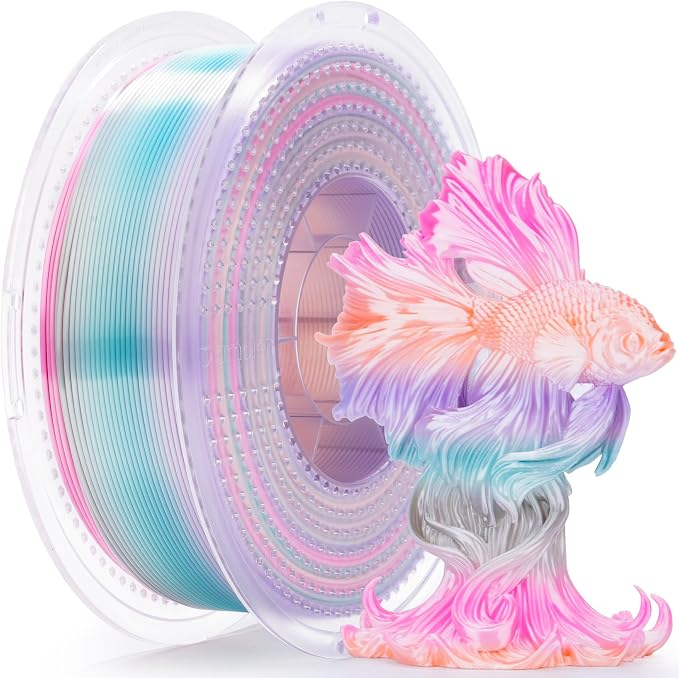 Silk Rainbow Petal PLA Filament 1.75mm, Soft Floral Gradient Multicolor 3D Printer Filament, Smooth Glossy Petal Luster Perfect for DIY Art Floral Decor