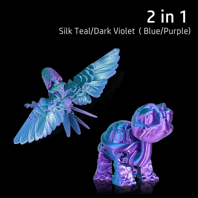 LOVOON 3D Printing Filament PLA Silk Multicolor PLA Filament 1.75mm DualColor Change by Angle Filament Fit Most 3D Printer& 3D Pen,Silk Teal/Dark Violet(Blue/Purple), 1KG(2.2lbs)/Spool