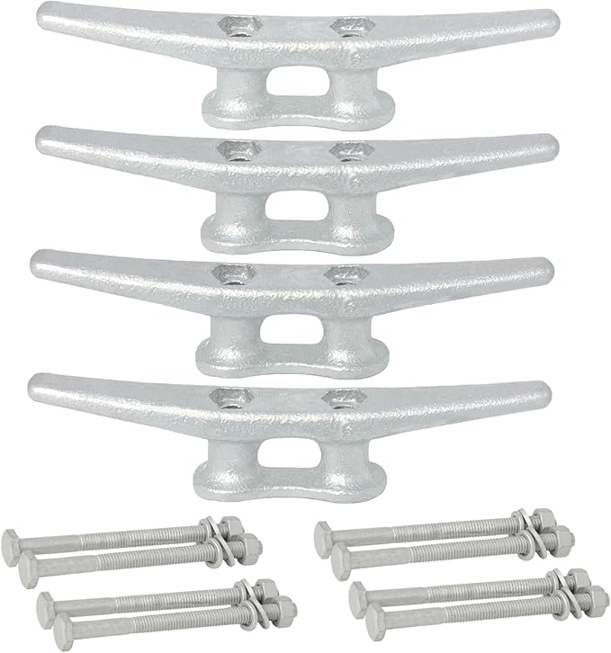 6/8/10/12/14 inch Dock Cleats With Bolts,Hot Dipped Galvanized Cast Iron Boat Cleats,Rope Cleat Boat Dock Cleats for Boat Docks,Decks,Piers for Tying up Boats,Marine Decor(1,2,4,5,6,8,10,12 Pack)