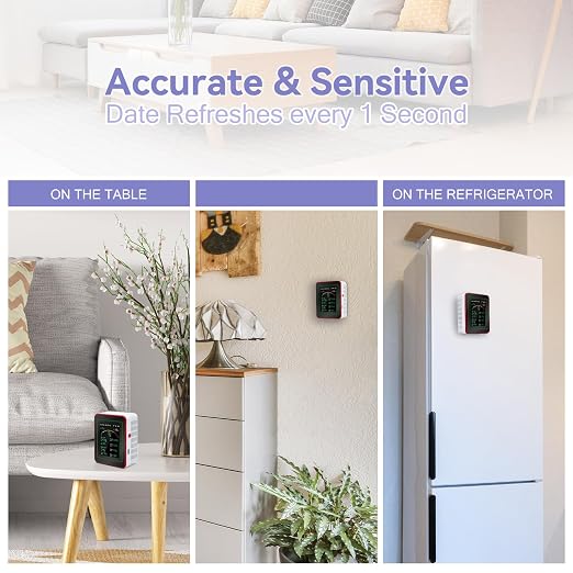15-in-1 Air Quality Monitor Indoor with WiFi, CO2 HCHO PM TVOC AQI Temperature Humidity Sensor, Real-Time Display, App Control, Portable for Home & Office