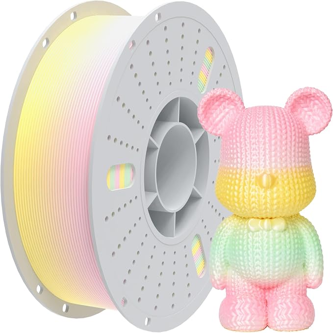 PINBALL Silk Rainbow PLA 3D Printer Filament 1.75mm Shiny Multi-Color Changing Filament 3D Printing PLA Filament Dimensional Accuracy +/- 0.02mm 1 KG Silk Rainbow Guava