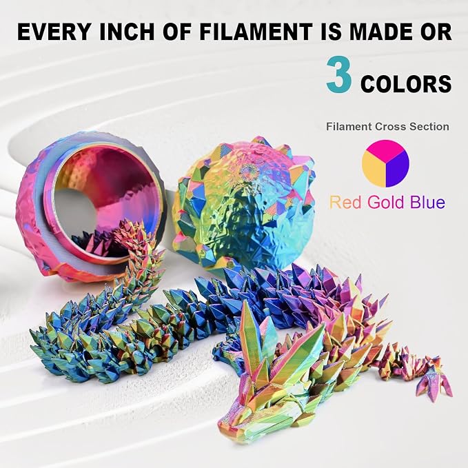 Silk PLA 3D Printer Filament Triple Color Silk PLA Filament 1.75mm 3D Printing Filament Fit Most FDM Printers, 250g Spool(0.55lbs), 3 in 1 Color Red Gold Blue