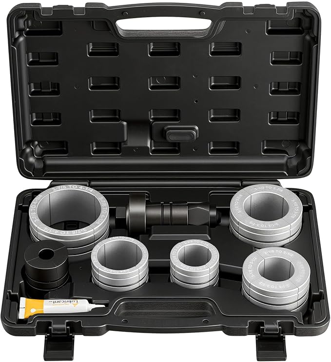 VEVOR Exhaust Pipe Expander Tool Kit, 1-5/8" to 4-1/4" Exhaust Pipe Stretcher, Muffler Pipes Spreader with 7 Heavy-Duty Collects & Storage Case, Automotive Car Tool Kit for Tailpipes Tubes