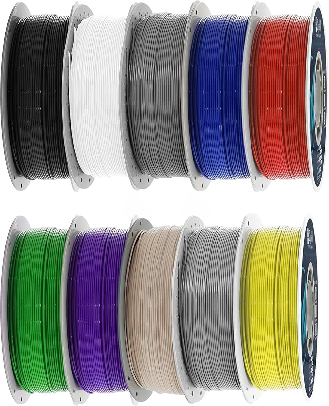 1.75mm PLA Filament 10KG (10-Color Bundle) | FDM Compatible | High Speed & Jam-Free 3D Printing Material