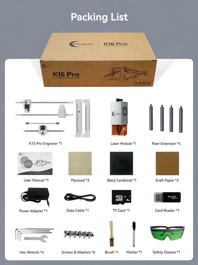 K15 Pro 7w Laser Engraving Machine with App Control, 7.87''×11.81''(Near A4) Work Area, Laser Engraver for DIY CNC, Crafts, Wood, Acrylic, Leather, Stone, 7000mW,Class 1