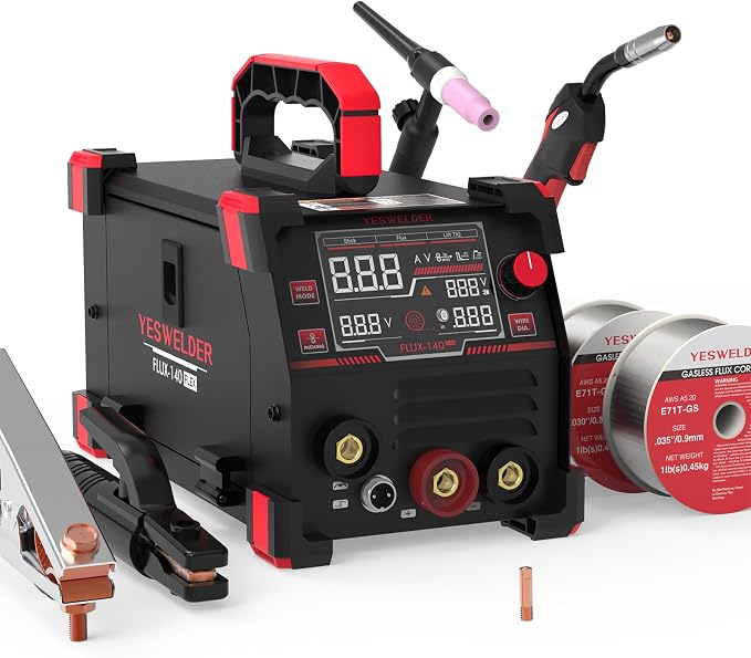 YESWELDER 140A MIG Welder with Lift TIG Torch, 110V Flux Core/Stick/Lift TIG