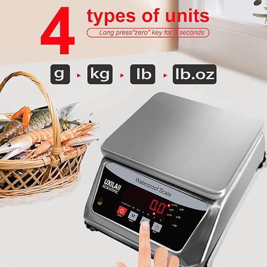 Professional Waterproof Digital Food Scale 6kg0.01g with Large Weighing Pan Stainless Steel Kitchen Scale for Coffee, Baking, Meat, Fish and Vegetables Commercial Waterproof Scale