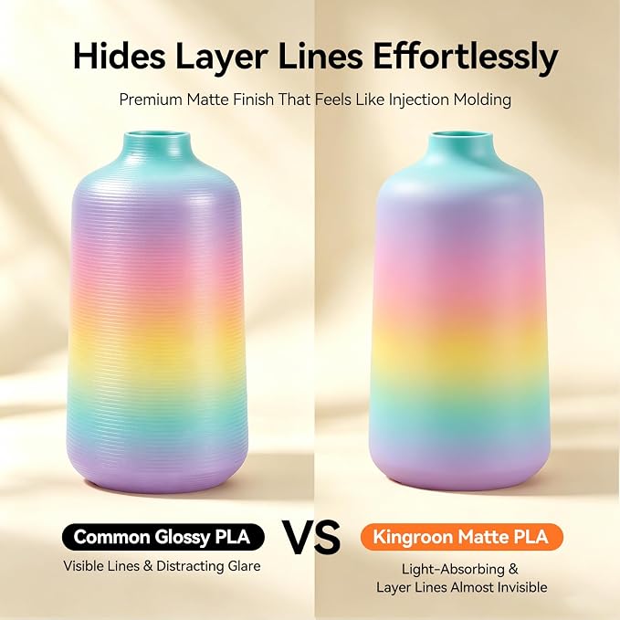 Kingroon 3D Printer Filament Matte Rainbow PLA Filament 1.75mm 3D Printing Filament 1kg Dimensional Accuracy ±0.02mm,Fit Most 3D Printers