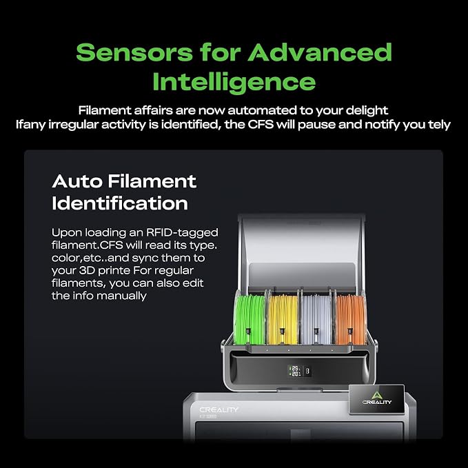 Creality CFS Multi Color Auto Filament System Anti-Moisture Filament Storage Auto-Switch & Run-Out Alerts 4-Channel Parallel Printing 16 Colors 3D Printing for K2 Plus, Hi 3D Printer