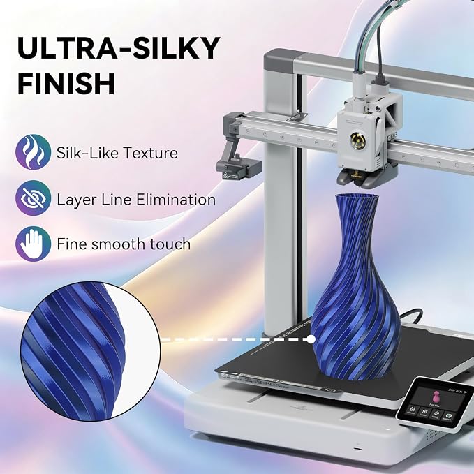 Kingroon PLA Filament, Multicolor Silk PLA Filament, Tri Color 3D Printer Filament, 1.75 mm, Dimensional Accuracy +/- 0.03 mm, 1kg Spool(2.2lbs), Black Blue Purple