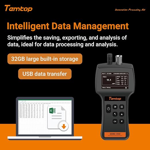 Temtop Handheld Particle Counter 0.3µm, 0.5µm, 1.0µm Particulate Monitor PM2.5, PM10, TSP, Temp & Humidity Detector